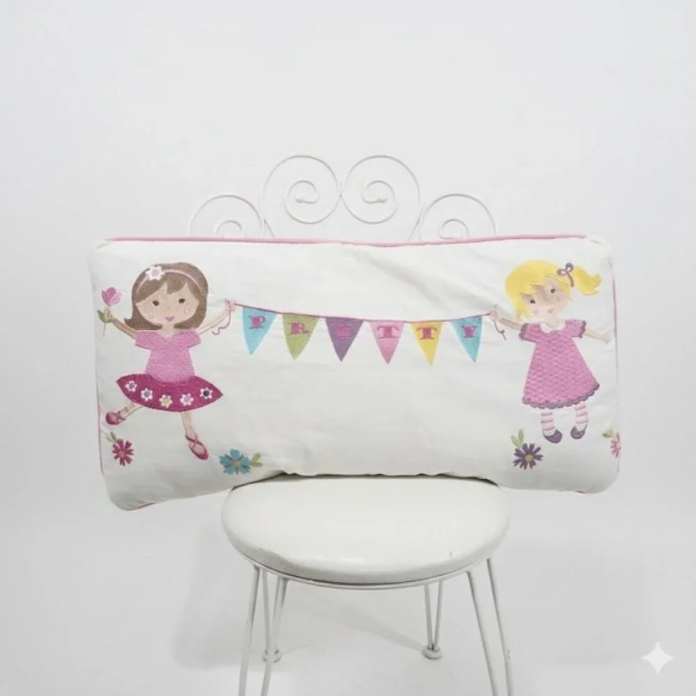 Vintage Cynthia Rowley Kids‎ Embroidered Ballerina Pillow Decorative 